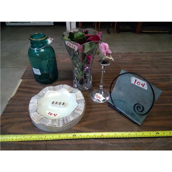 Lot of Misc. Glass/Ceramic - Vases, Jars, Picture Frame, etc.