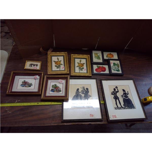Lot of 8 Framed Embroidery Pictures