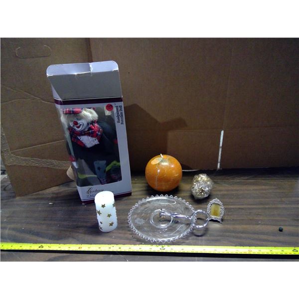 Lot of Misc. Décor - Hand Painted Porcelain Doll, etc.