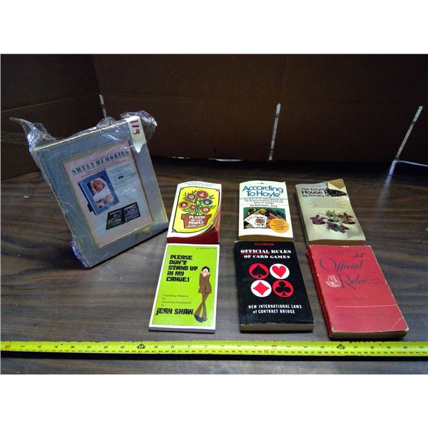 Lot of 6 Books and Picture Frame - Card Games, Planting, etc.