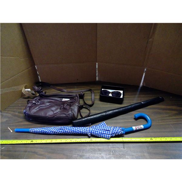 Lot of 3 Misc. Items - Purse Umbrella, "Pyramid Glasses"