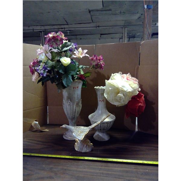 Royal Haeger Pottery - Vases, Bird, and Decorative Flowers