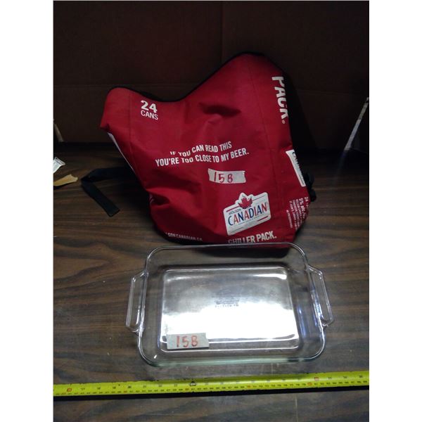 24 Can Molson Cooler Backpack and Anchor Glass Baking Dish