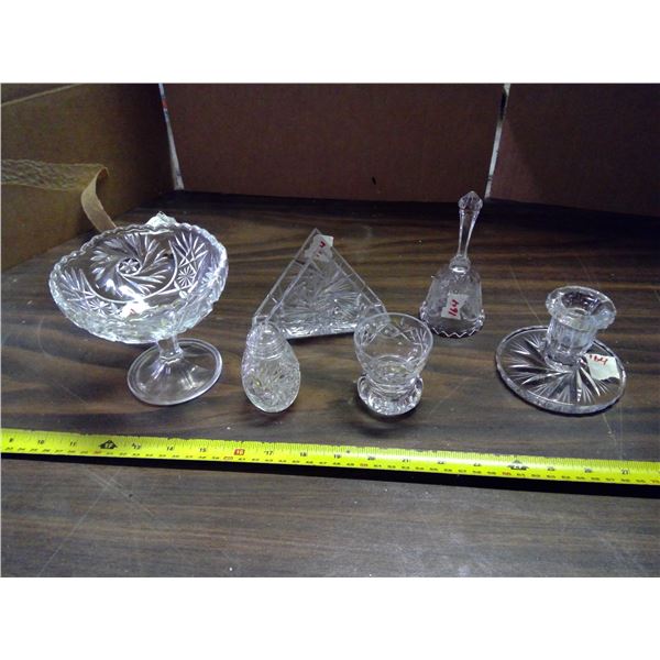 Lot of 6 Pieces of Assorted Crystal Glassware