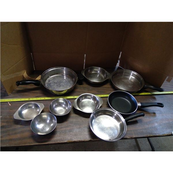 Lot of Frying Pans and Bowls