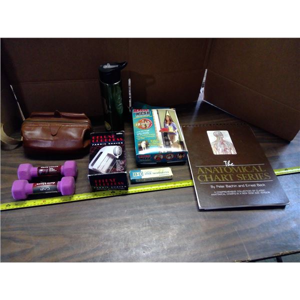 Lot of Misc. Items -3lb Dumbells, Magic Mesh, Thermometer, Waterbottle, etc.