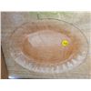 Image 3 : 3 pc glassware including covered cheese plate, pink & green glass oval dishes