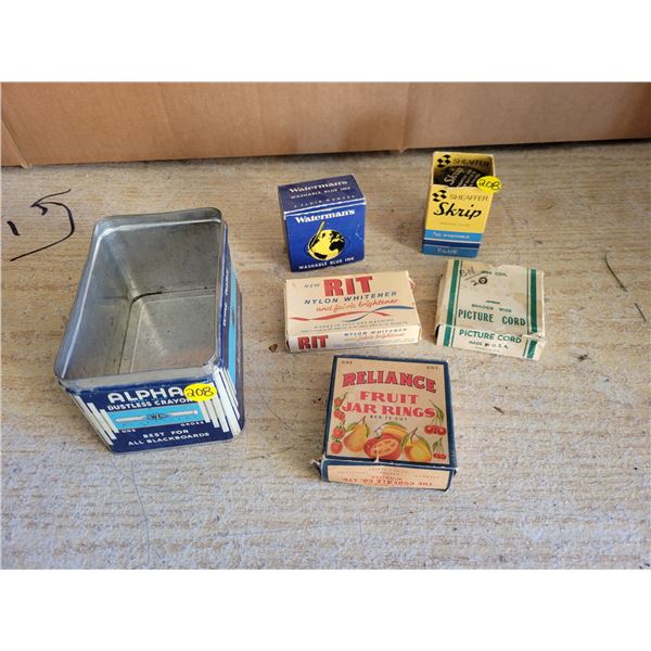 Original vintage packaging - RIT, Reliance, Sheaffer, etc, in Dustless crayon tin