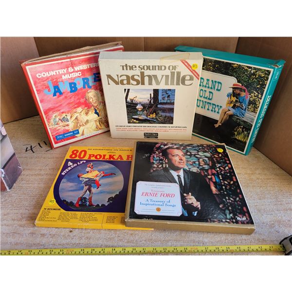 collection of vintage record sets - Country & Western , Polka, etc
