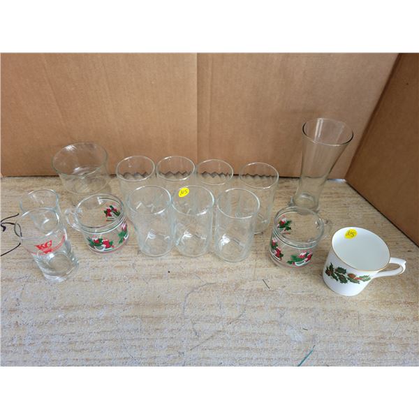 Drinking glasses (7 matching) - 1 from KG hotel in Saskatoon, SK