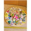 Image 1 : XL lot of vintage pins, pinbacks on embroidery ring