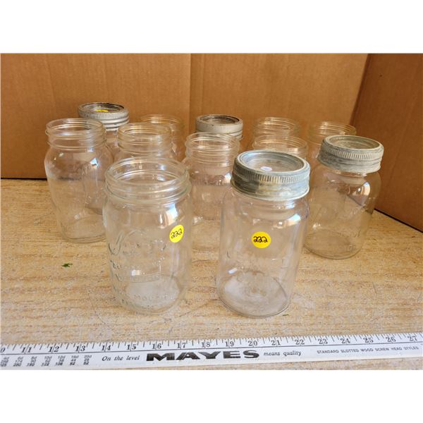 1 Dozen sealer jars - Improved Gem, Jewel jar, Kerr Mason