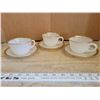 Image 6 : 3 Fire King cups & saucers, matching teacup & saucer, 3 small glass milk bottles