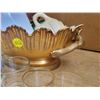 Image 3 : Gold colored oval porcelain dish stamped 'Italy' filled with glassware & shot glasses