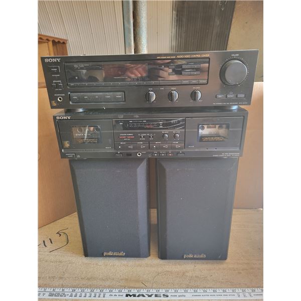 Sony STR-AV570X receiver, HX pro stereo cassette deck & 2 Polk audio speakers