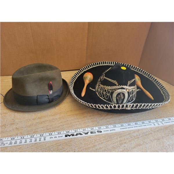 Sombrero, Stetson hat (Ted Matheson's Prince Albert) & Maracas from Mazatlan