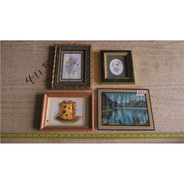 4 Small Framed Art Pieces