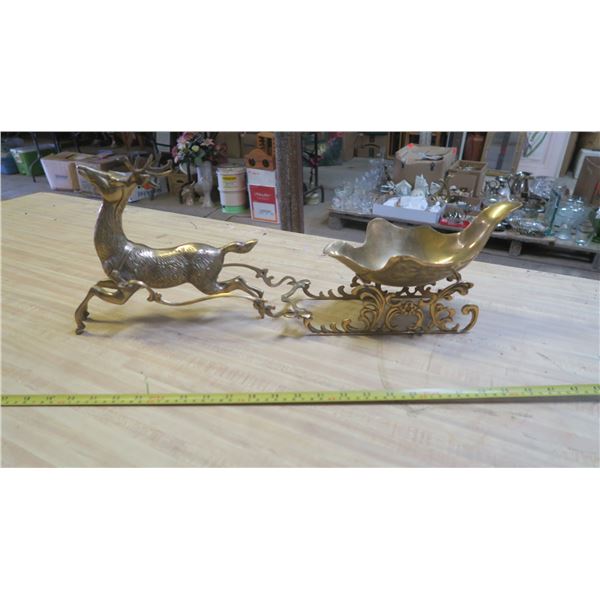 Brass Reindeer & Sleigh