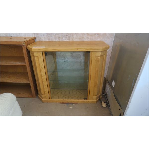 TV Stand w/ Glass Cupboard - 38x17x30H"