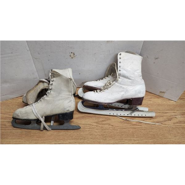 2 Vintage Womans/Girls Ice Skates, sz 8, sz 4