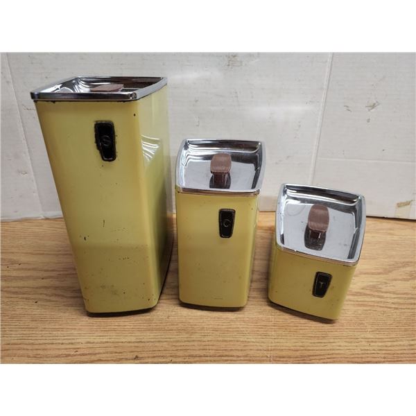 Set of 3 Matching "Sears" Tin Storage Containers, Sugar, Coffee and Tea