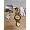 Image 1 : Lot of Assorted Items, Vintage Thermometer, Steel Scoop/Spatula, Beer Coasters, etc