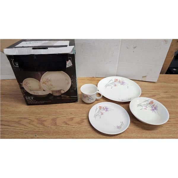 14 Piece Dish Set, Matching Plates, Saucers, Bowls and Tea Cups