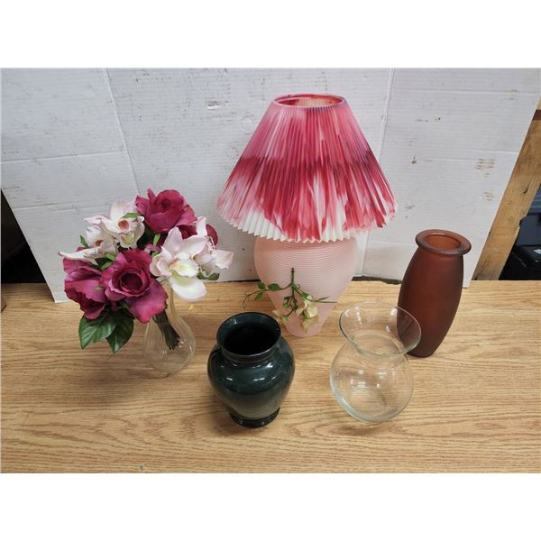 Lot of Assorted Vases and Unique Lamp