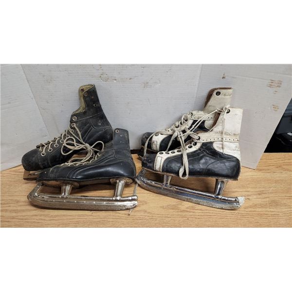 2 Vintage Mens Ice Skates, sz 8