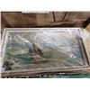 Image 3 : Assorted Unique Vintage Paintings/Pictures, Gold Foil Tray, etc