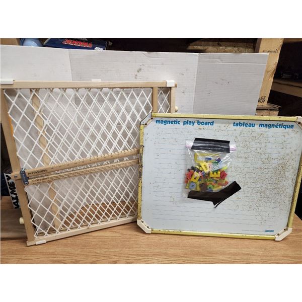 Vintage Wooden Baby Gate and Magnetic Board