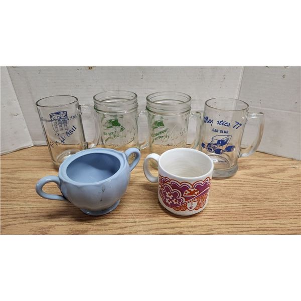 Lot of Assorted Beer Glasses, Tea Cups