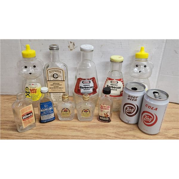 Lot of Assorted Vintage Condiment Bottles, Cans
