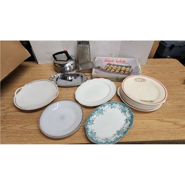 Lot of Assorted Plates, Graters, Dish Platters