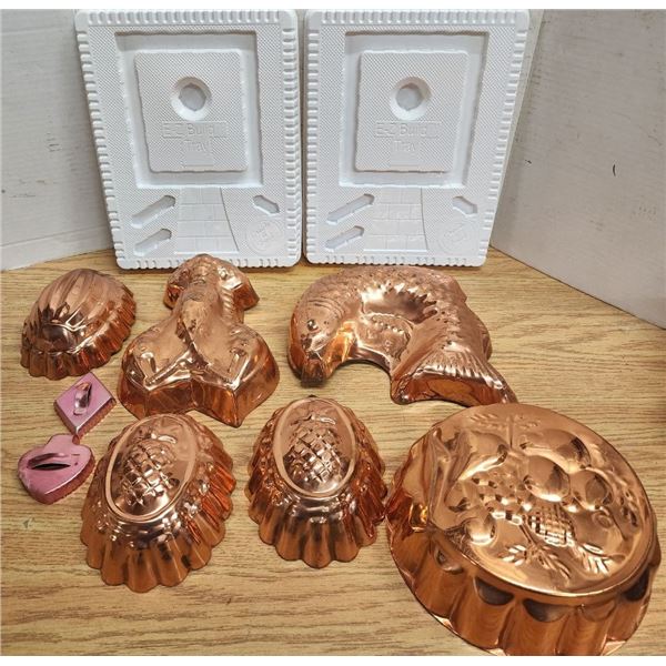 Lot of Assorted Decorative Copper Wall Hanging Pictures and Chocolate Pouring Tray