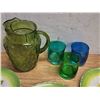 Image 3 : Green Lot of Assorted Plates, Cups and Glass Pitcher
