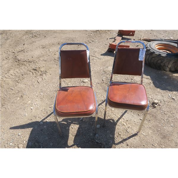 2 brown & chrome chairs