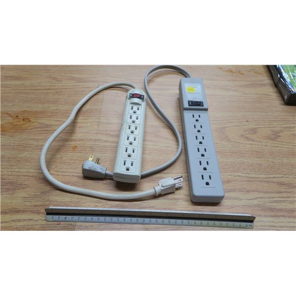 2- 6 plug power bars. Gey, off white.