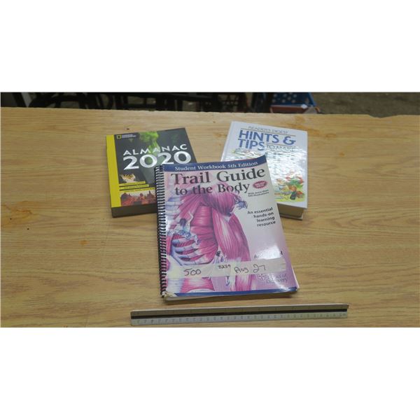 3 text books. 2022 almanac. Hints & tips, the body book.