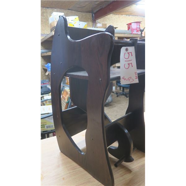 Dark wood high chair? Rocking horse.