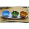 Image 2 : 3 color toppings bowls and dish.