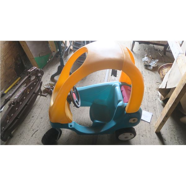 kids toy push car, green & yellow