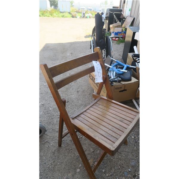 antique wood folding beach chair.