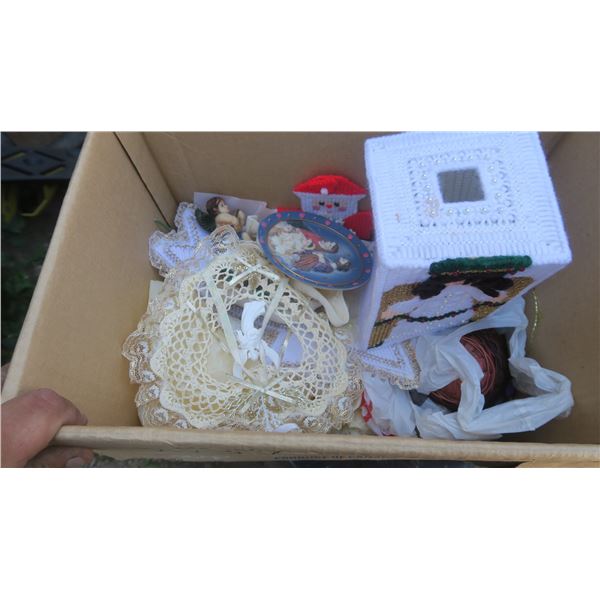box of religious items and other misc items.