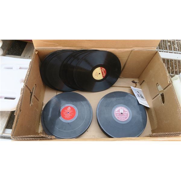 box of mixed vinyl records 52 in total