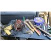 Image 1 : box of misc tools,hand router, drill, hand tools and random other items