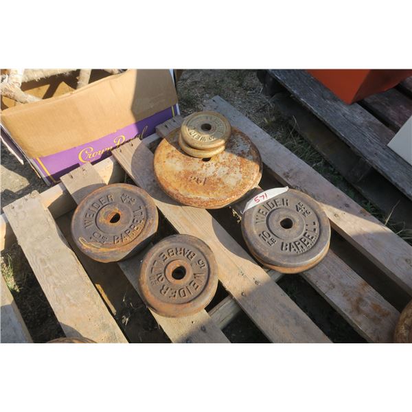 Iron Weight Plates 1" - 2x 25lbs, 4x 10lbs, 4x 5lbs, 2x 3lbs