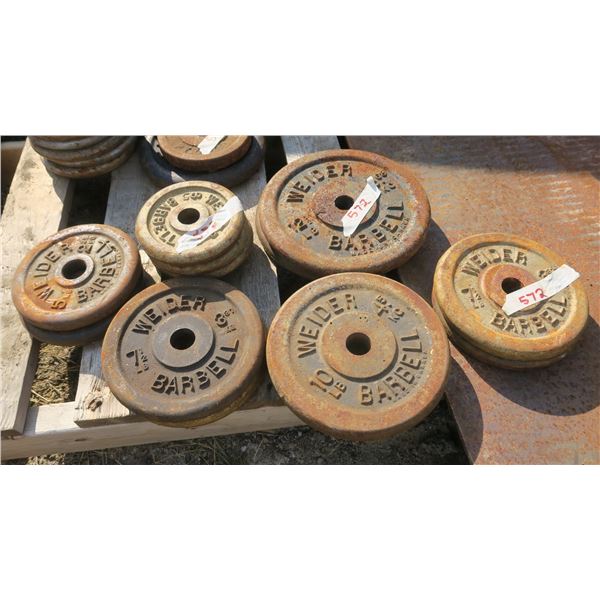 Iron Weight Plates 1" - 2x 12.5lbs, 2x 10lbs, 4x 7.5lbs, 2x 5lbs, 4x 3lbs