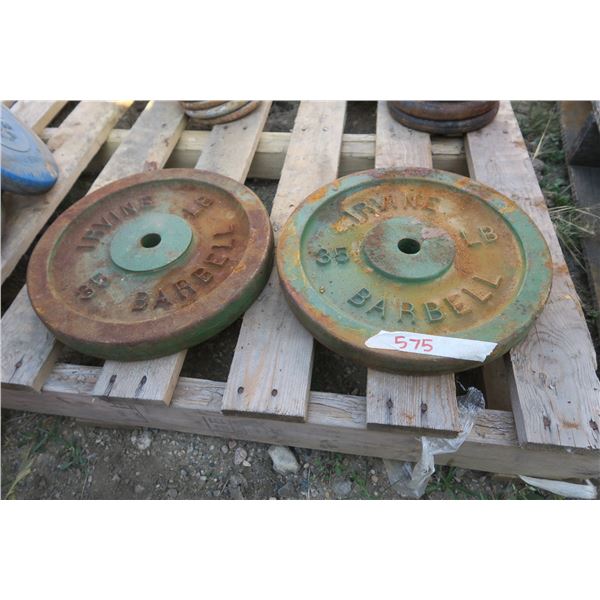 2x 35lbs Iron Weight Plates 1"