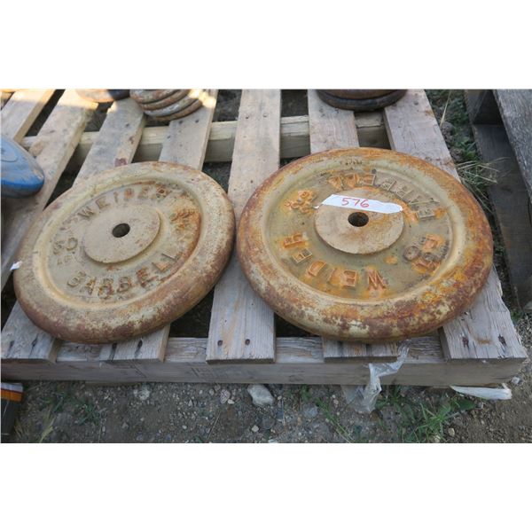 2x 50lbs Iron Weight Plates 1"